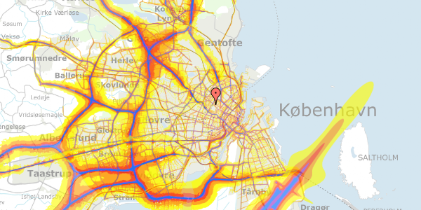 Trafikstøjkort på Husumgade 16, 1. tv, 2200 København N