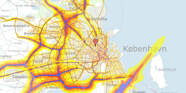 Trafikstøjkort på Husumgade 16, 2. th, 2200 København N