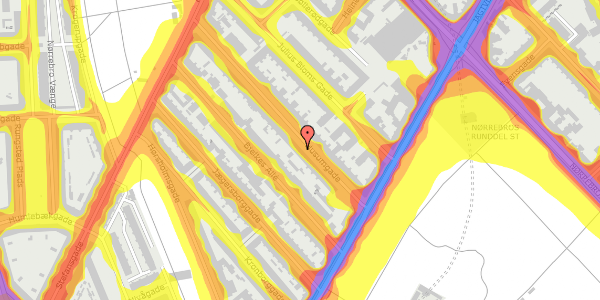 Trafikstøjkort på Husumgade 17, 1. th, 2200 København N