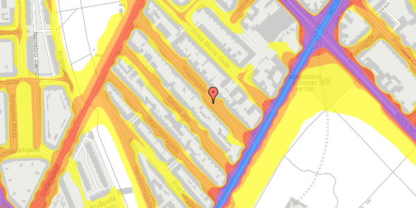 Trafikstøjkort på Husumgade 17, 2. tv, 2200 København N