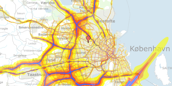 Trafikstøjkort på Hvalsøvej 54, 2700 Brønshøj