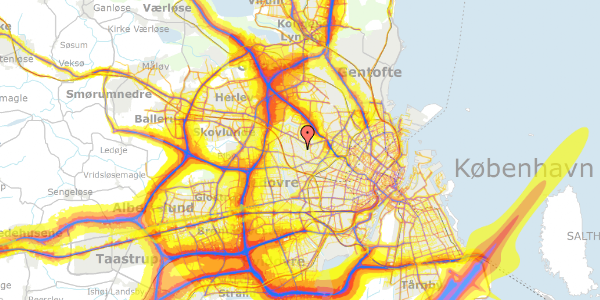 Trafikstøjkort på Hvalsøvej 66, 2700 Brønshøj