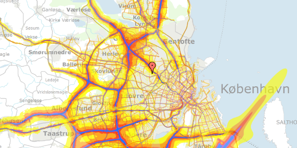 Trafikstøjkort på Hvedevej 17, 2700 Brønshøj