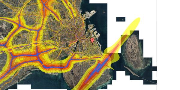 Trafikstøjkort på Hveensvej 11, 3. th, 2300 København S