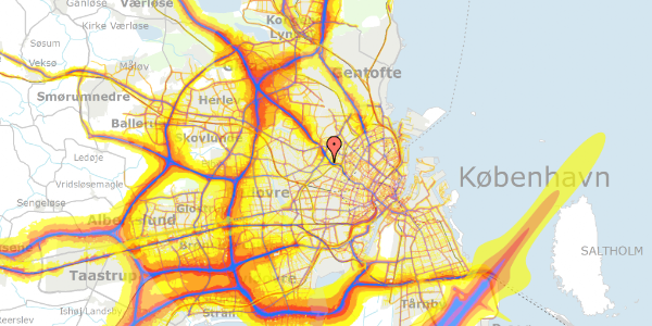 Trafikstøjkort på Hvidkildevej 71, 2400 København NV