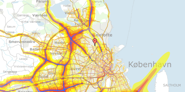 Trafikstøjkort på Hvidkløvervej 3, 2400 København NV