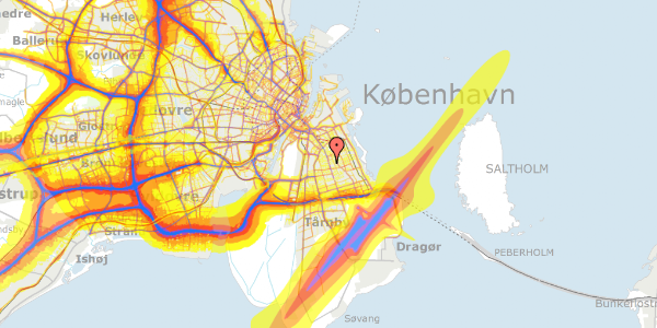 Trafikstøjkort på Hyacintgården 13, st. 1, 2300 København S