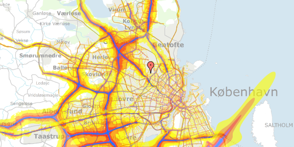 Trafikstøjkort på Hyrdeledet 14, 2400 København NV