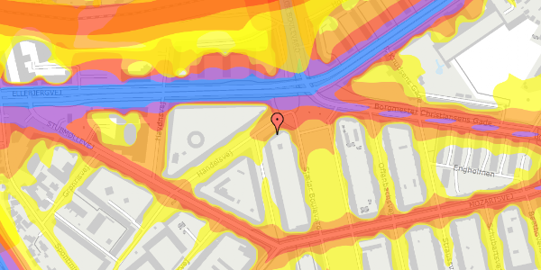 Trafikstøjkort på Händelsvej 3, 1. th, 2450 København SV