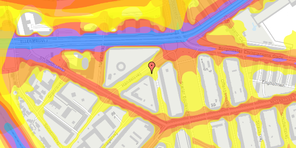 Trafikstøjkort på Händelsvej 9, 1. th, 2450 København SV