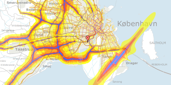 Trafikstøjkort på Händelsvej 10, st. th, 2450 København SV