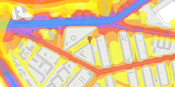 Trafikstøjkort på Händelsvej 11, 1. th, 2450 København SV