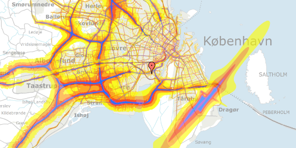 Trafikstøjkort på Händelsvej 16, st. tv, 2450 København SV