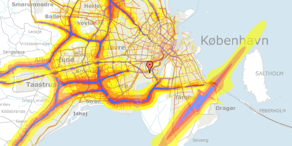 Trafikstøjkort på Händelsvej 18, 2. tv, 2450 København SV