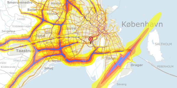 Trafikstøjkort på Händelsvej 19, 1. th, 2450 København SV