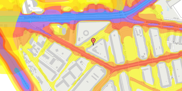 Trafikstøjkort på Händelsvej 21, 1. th, 2450 København SV