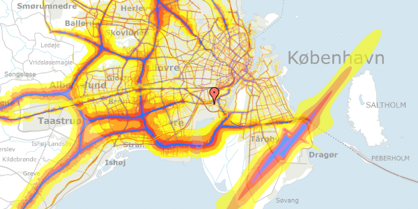 Trafikstøjkort på Händelsvej 24, 1. th, 2450 København SV