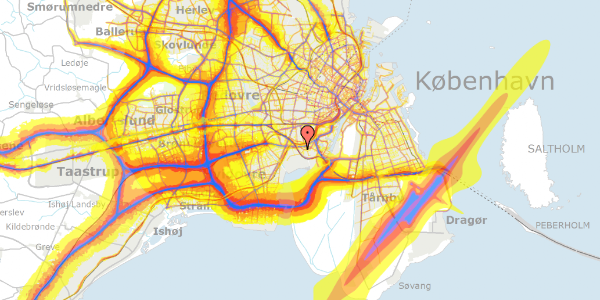 Trafikstøjkort på Händelsvej 58, st. th, 2450 København SV