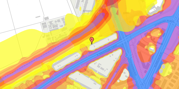 Trafikstøjkort på Hørdumsgade 19, 1. th, 2450 København SV