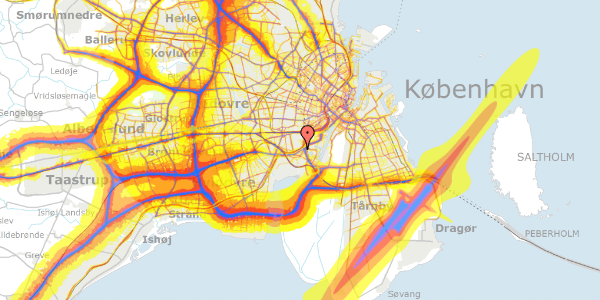 Trafikstøjkort på Hørdumsgade 33, st. th, 2450 København SV