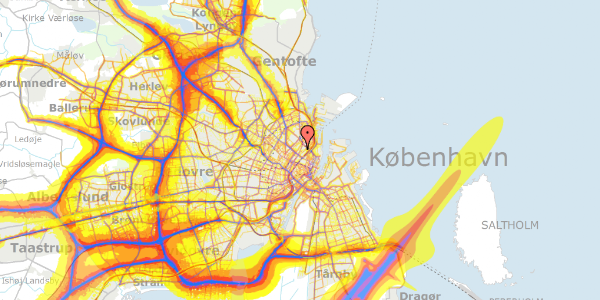 Trafikstøjkort på Høyensgade 13, 2100 København Ø