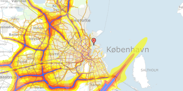 Trafikstøjkort på Indiakaj 9, 1. 4, 2100 København Ø