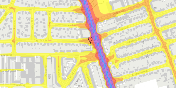 Trafikstøjkort på Ingolfs Allé 3, kl. th, 2300 København S