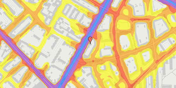 Trafikstøjkort på Jagtvej 72, 3. tv, 2200 København N