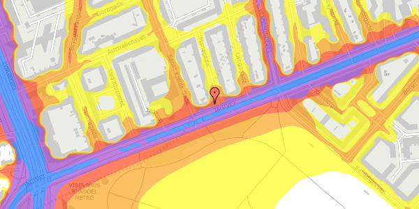 Trafikstøjkort på Jagtvej 187, 3. th, 2100 København Ø