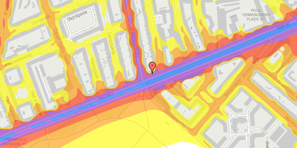 Trafikstøjkort på Jagtvej 197, 3. th, 2100 København Ø