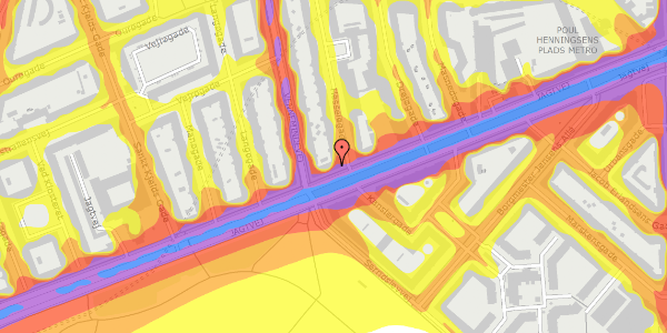 Trafikstøjkort på Jagtvej 199, st. 1, 2100 København Ø