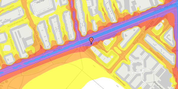 Trafikstøjkort på Jagtvej 200, 3. th, 2100 København Ø