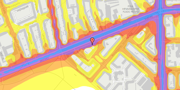 Trafikstøjkort på Jagtvej 206, 1. th, 2100 København Ø