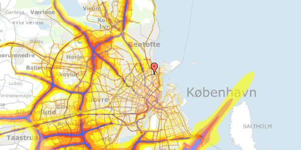 Trafikstøjkort på Jagtvej 213, 5. 1, 2100 København Ø