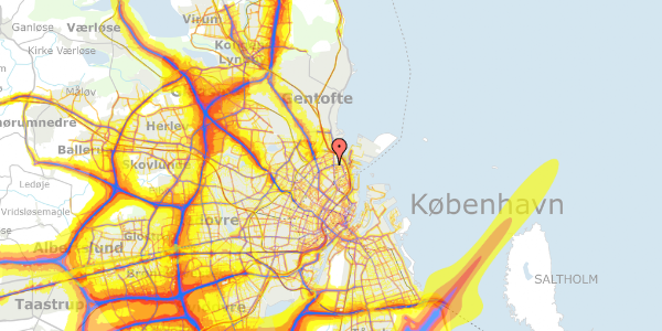 Trafikstøjkort på Jagtvej 215B, 6. 1, 2100 København Ø