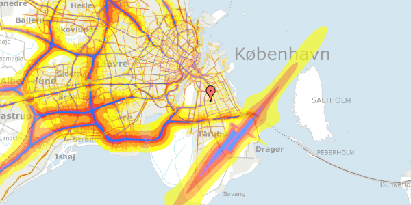 Trafikstøjkort på Jens Warmings Vej 56, 2300 København S