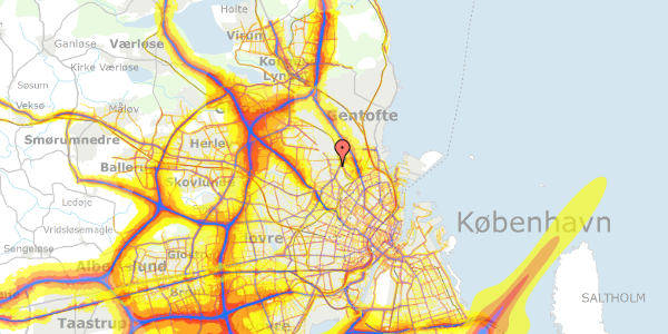 Trafikstøjkort på Jeppes Allé 16, 2400 København NV