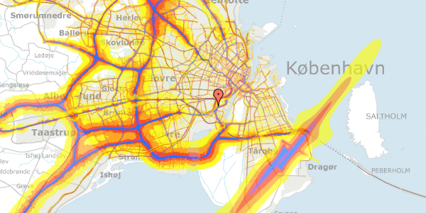 Trafikstøjkort på Johan Kellers Vej 16, st. th, 2450 København SV