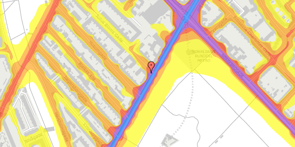 Trafikstøjkort på Julius Bloms Gade 1, 3. tv, 2200 København N