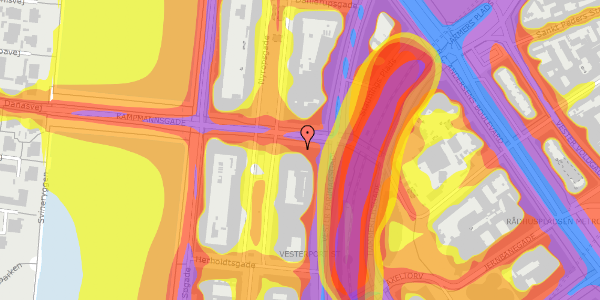 Trafikstøjkort på Kampmannsgade 1, 4. th, 1604 København V