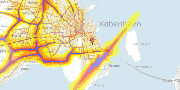 Trafikstøjkort på Kaprifolievej 3, 2300 København S