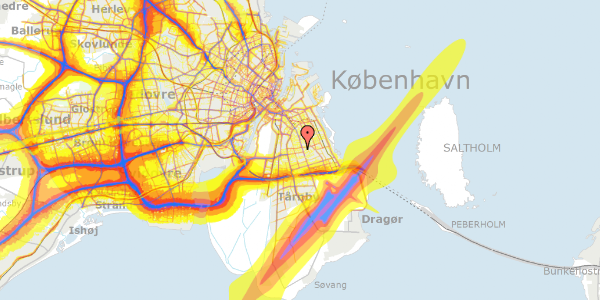 Trafikstøjkort på Kaprifolievej 4, 2300 København S