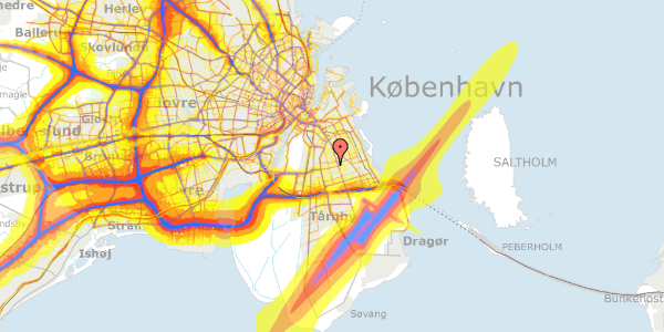 Trafikstøjkort på Kaprifolievej 21, 2300 København S