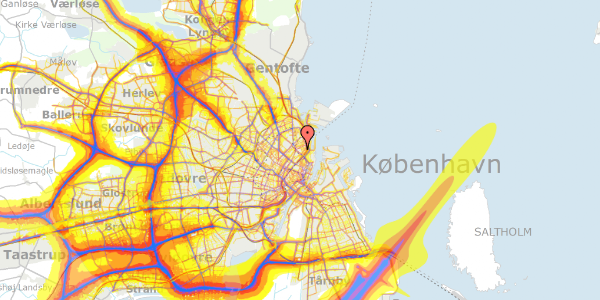 Trafikstøjkort på Kastelsvej 14, 5. th, 2100 København Ø