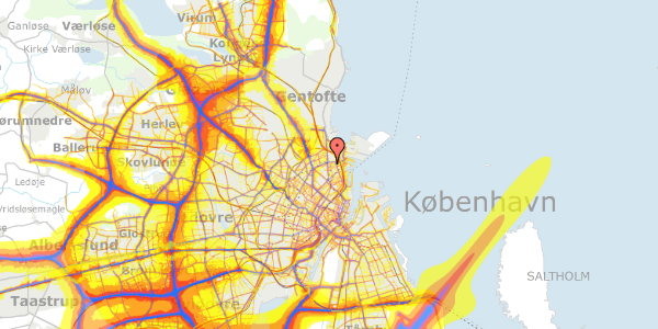 Trafikstøjkort på Kertemindegade 3, 1. th, 2100 København Ø