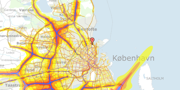 Trafikstøjkort på Kildevældsgade 64, kl. , 2100 København Ø