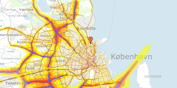 Trafikstøjkort på Kildevældsgade 79B, 1. th, 2100 København Ø