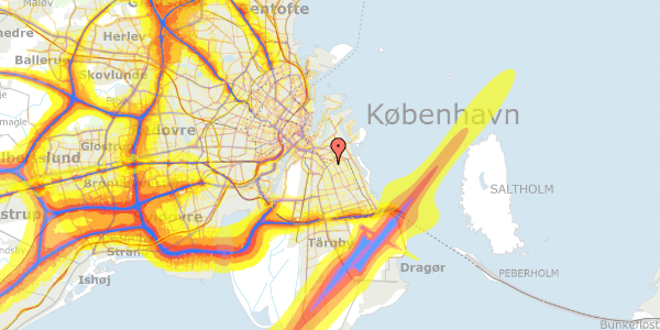 Trafikstøjkort på Kirkegårdsvej 3, 3. th, 2300 København S