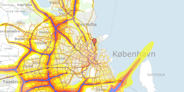 Trafikstøjkort på Kirsteinsgade 1, 1. th, 2100 København Ø