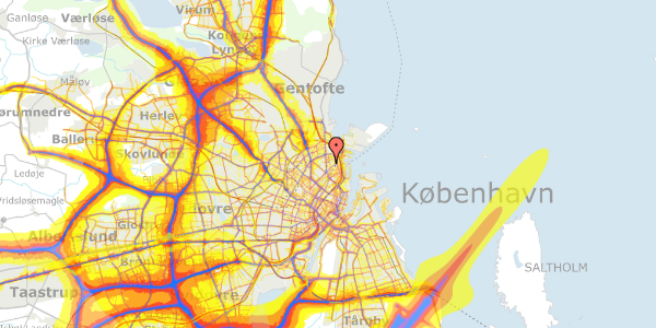 Trafikstøjkort på Kirsteinsgade 6, 2. th, 2100 København Ø